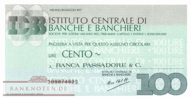 Istituto Centr. di Banche e Banchieri - 100  Lire (#06m_80_36_UNC)