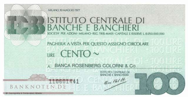 Istituto Centr. di Banche e Banchieri - 100  Lire (#06m_80_37_UNC)