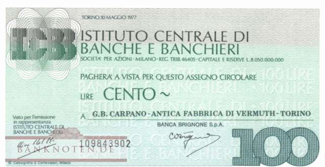 Istituto Centr. di Banche e Banchieri - 100  Lire (#06m_80_39_UNC)
