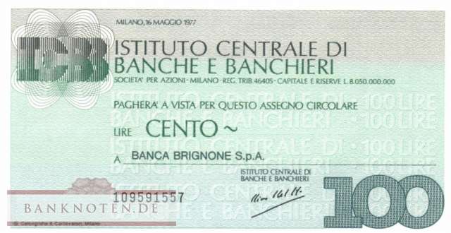 Istituto Centr. di Banche e Banchieri - 100  Lire (#06m_80_43_UNC)