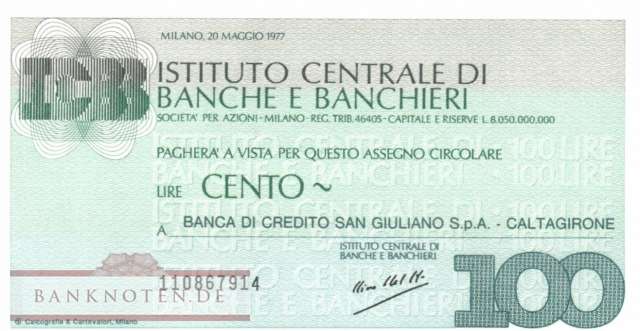 Istituto Centr. di Banche e Banchieri - 100  Lire (#06m_80_45_UNC)