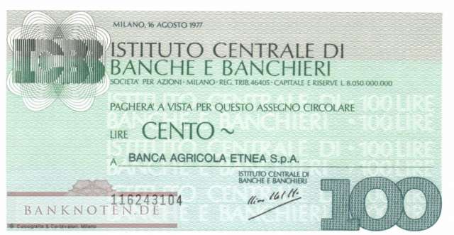 Istituto Centr. di Banche e Banchieri - 100  Lire (#06m_80_65_UNC)
