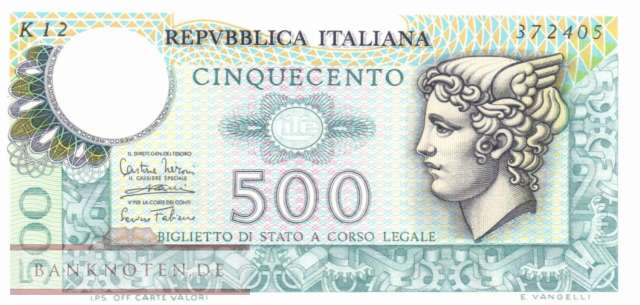 Italy - 500  Lire (#094-74_UNC)