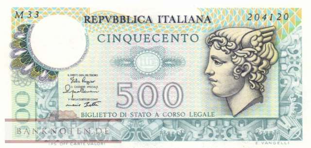 Italy - 500  Lire (#094-79_UNC)
