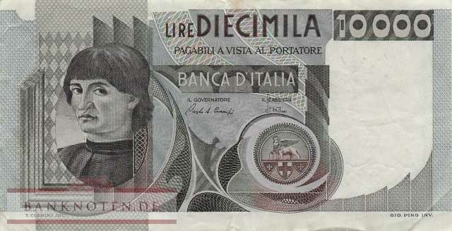 Italy - 10.000  Lire (#106c_VF)