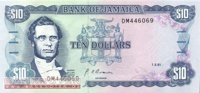 Jamaica - 10  Dollars (#071d-91_UNC)