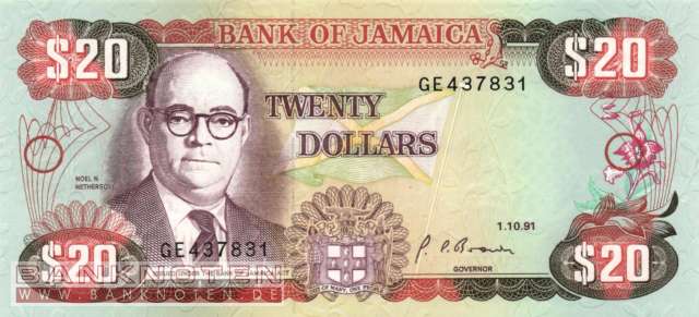 Jamaica - 20  Dollars (#072d_UNC)