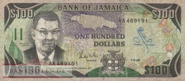 Jamaica - 100  Dollars (#074-86_VG)