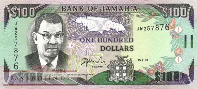 Jamaica - 100  Dollars (#076b_UNC)