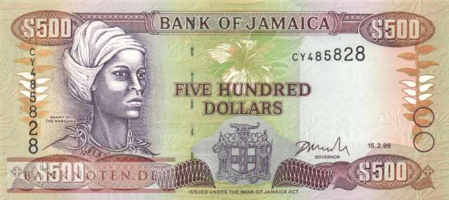 Jamaica - 500  Dollars (#077b-99_UNC)
