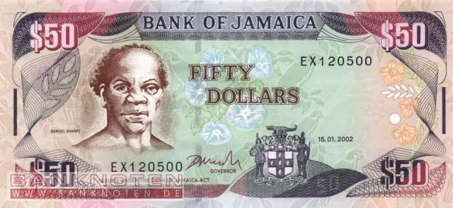 Jamaica - 50  Dollars (#079c_UNC)
