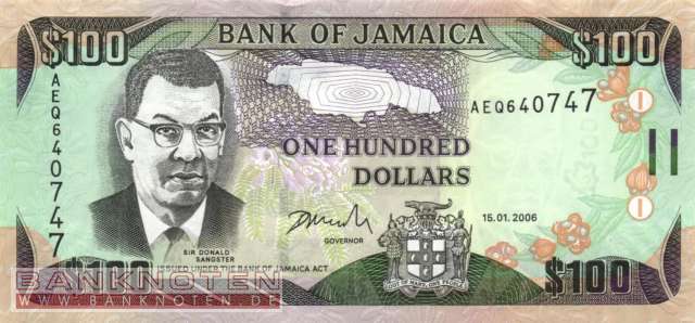 Jamaica - 100  Dollars (#084b_UNC)