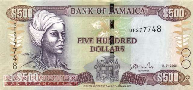 Jamaica - 500  Dollars (#085f_UNC)