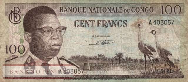 Congo, Democratic Republic - 100  Francs (#006a-61_F)