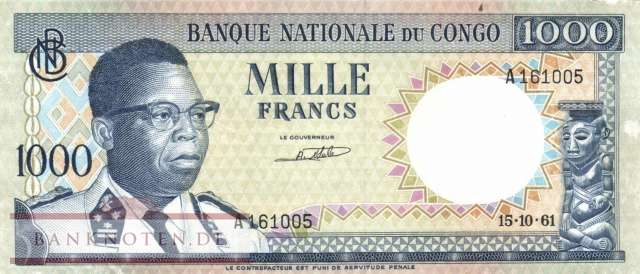 Kongo, Demokratische Republik - 1.000  Francs (#008a-6110_VG)