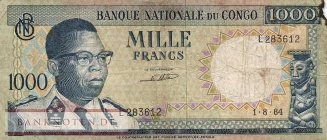 Congo, Democratic Republic - 1.000  Francs (#008a-64_G)