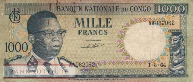 Kongo, Demokratische Republik - 1.000  Francs (#008a-64_VG)
