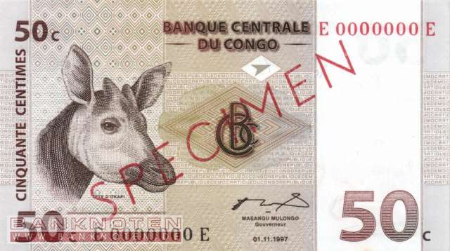 Congo, Democratic Republic - 50  Centimes - SPECIMEN (#084As_UNC)