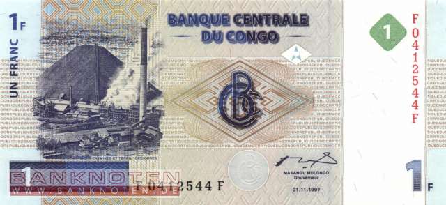 Congo, Democratic Republic - 1  Franc (#085a_UNC)