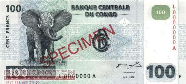 Congo, Democratic Republic - 100  Francs - SPECIMEN (#092s_UNC)