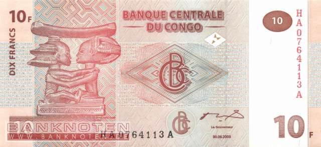 Kongo, Demokratische Republik - 10  Francs (#093A_UNC)