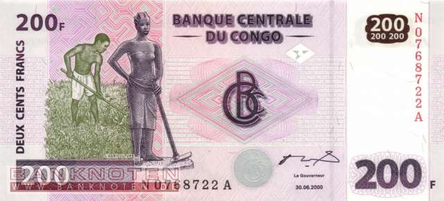 Kongo, Dempkratische Republik - 200  Francs (#095_UNC)