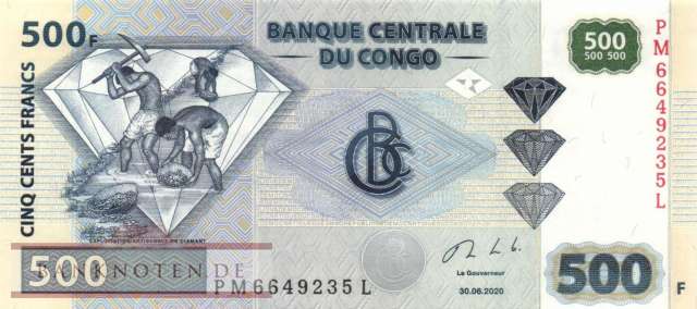 Kongo, Demokratische Republik - 500  Francs (#096Db_UNC)