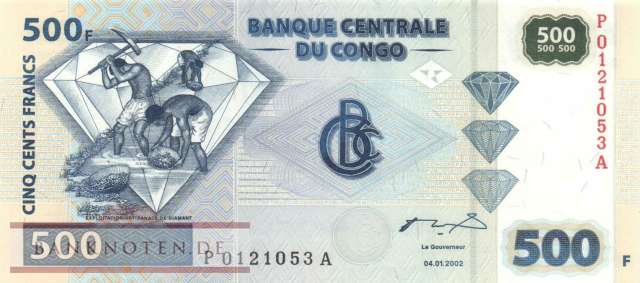 Congo, Democratic Republic - 500  Francs (#096a-1_UNC)