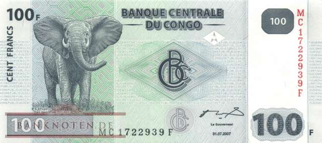 Congo, Democratic Republic - 100  Francs (#098_Aa_UNC)