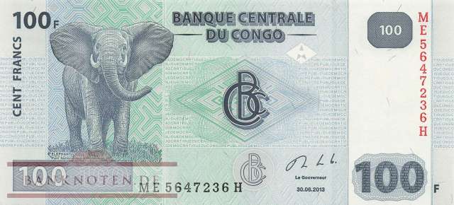 Congo, Democratic Republic - 100  Francs (#098_Ab_UNC)