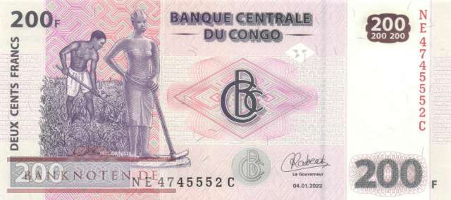 Congo, Democratic Republic - 200  Francs (#099_B_UNC)