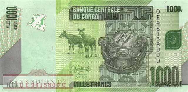 Kongo, Demokratische Republik - 1.000  Francs (#101d_UNC)