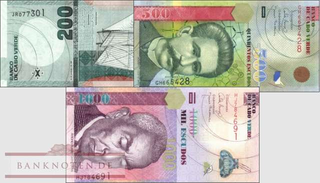 Kap Verden: 200 - 1.000 Escudos (3 Banknoten)