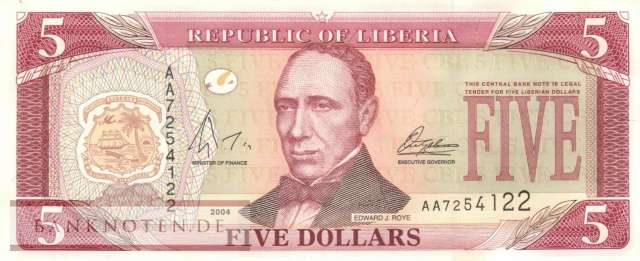 Liberia - 5  Dollars (#026b_AU)