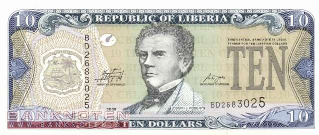 Liberia - 10  Dollars (#027e_UNC)