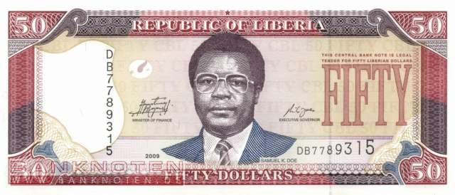 Liberia - 50  Dollars (#029d_UNC)