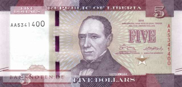 Liberia - 5  Dollars (#031a_UNC)