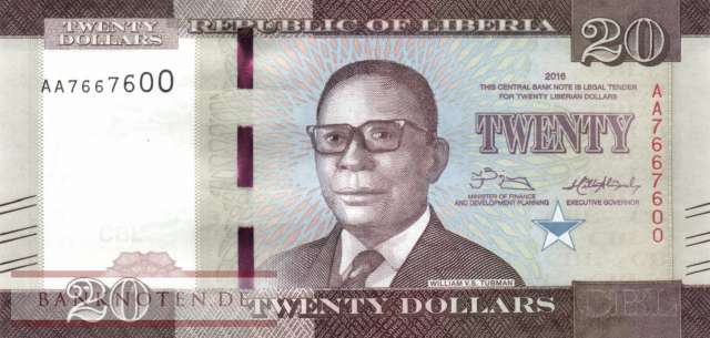 Liberia - 20  Dollars (#033a_UNC)