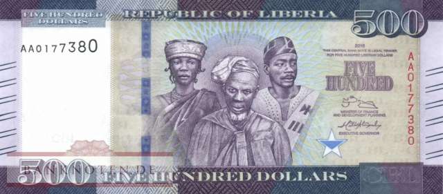 Liberia - 500  Dollars (#036a_UNC)