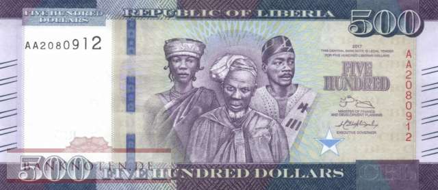 Liberia - 500  Dollars (#036b_UNC)