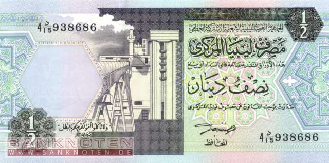 Libyen - 1/2  Dinar (#058b_UNC)
