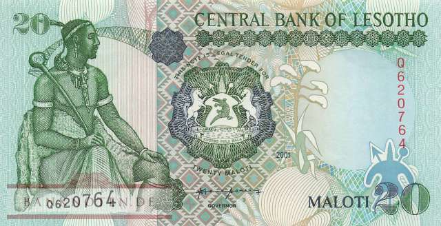 Lesotho - 20  Maloti (#016c_UNC)