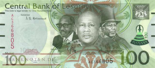 Lesotho - 100  Maloti (#029_UNC)