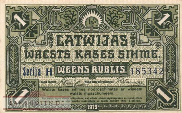 Latvia - 1  Rublis (#002b_AU)
