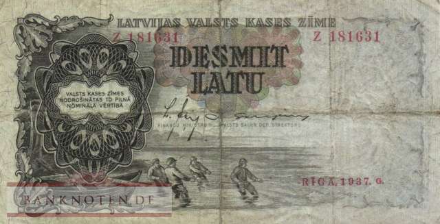Lettland - 10 Latu (#029a_F)