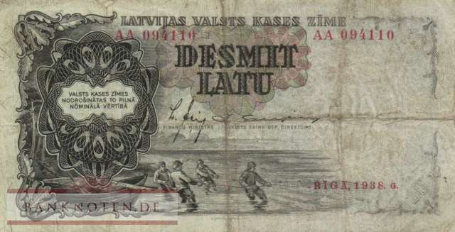 Lettland - 10 Latu (#029b_F)