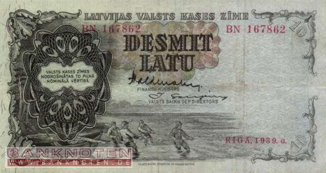 Lettland - 10 Latu (#029d_VF)