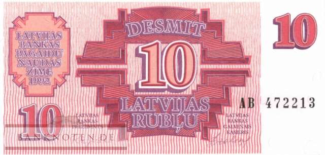 Latvia - 10  Rublis (#038_UNC)