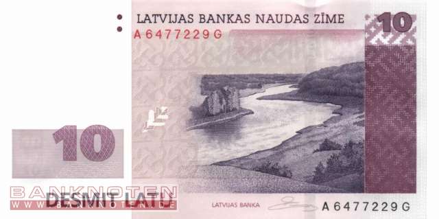 Latvia - 10  Latu (#054_UNC)