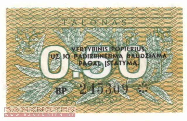 Litauen - 0,50  Talonas (#031b_UNC)